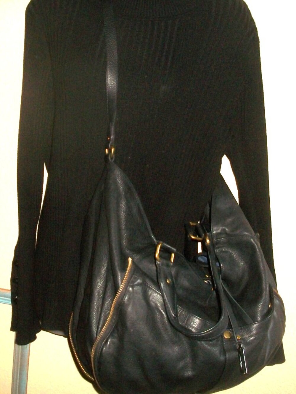 Jerome Dreyfuss Etienne Black Leather Expanding Convertible Crossbody Bag [1060U